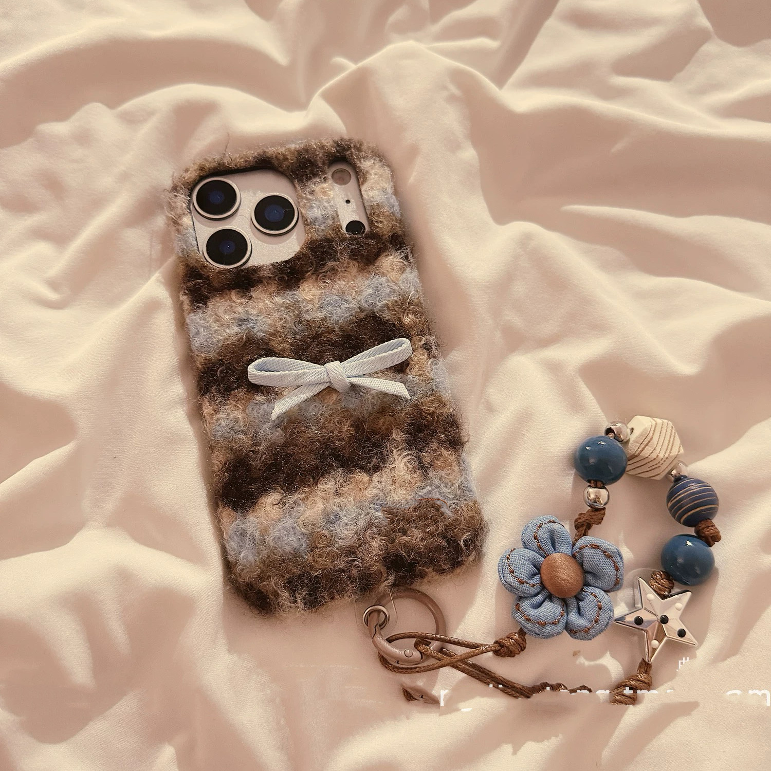 INS蝴蝶结Civi5pro/4/3毛绒手机壳Turbo4Pro/3适用12s小米15/13Ultra/k90/K80/k70红米Note14/13pro+手绳12