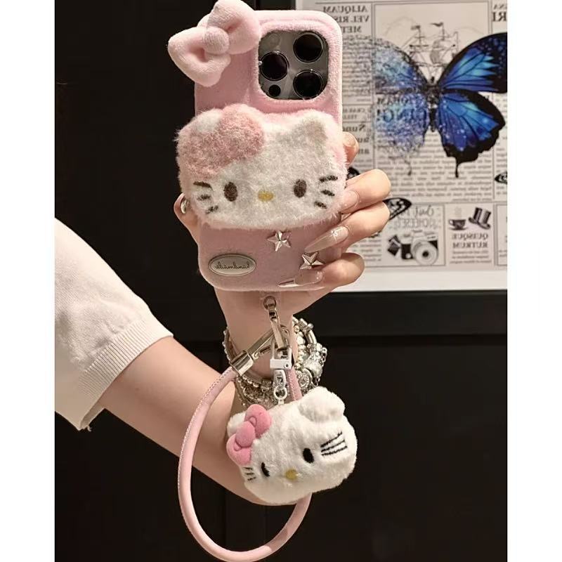 小红书同款oppoA3pro/a1s/A2m毛绒k11/A58x手机壳hellokitty萌OPPOFindx7/6/5/4冬OPPO Reno12pro+/11/10/9/8