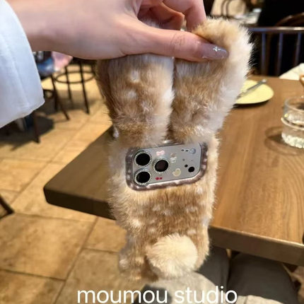 抖音同款oppoA3pro/A5/A2m毛绒k12s/A58x兔子手机壳OPPOFindx9/7/8/6软OPPO Reno14/13/12/11/10兔耳朵A6可爱