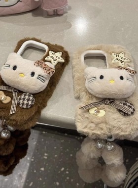 ins秋冬y37凯蒂猫vivoy76s手机壳y300i适用IQOO13/12/11s/10小众VIVO IQOO9s pro毛绒iqooneo10/z8/Z7/z9手提