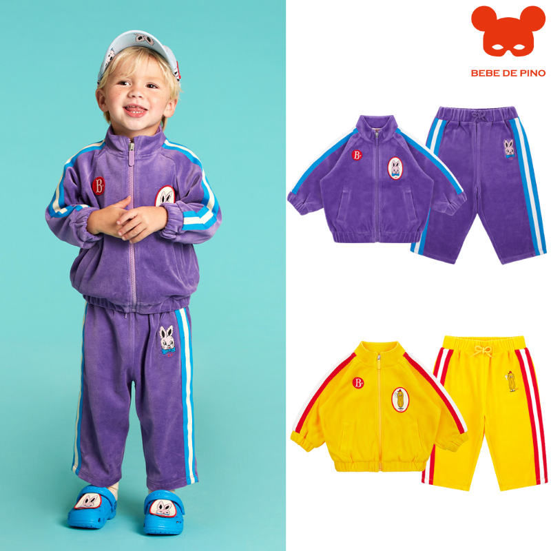 BEBEDEPINO丝绒拉链外套长裤套装