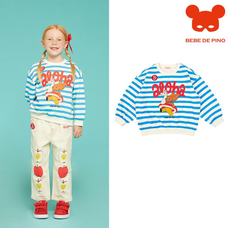 BEBEDEPINO长袖圆领条纹卫衣