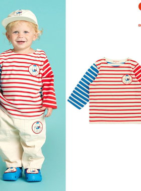 (现货)BEBEDEPINO/贝贝品诺23春款男女儿童纯棉圆领条纹长袖T恤