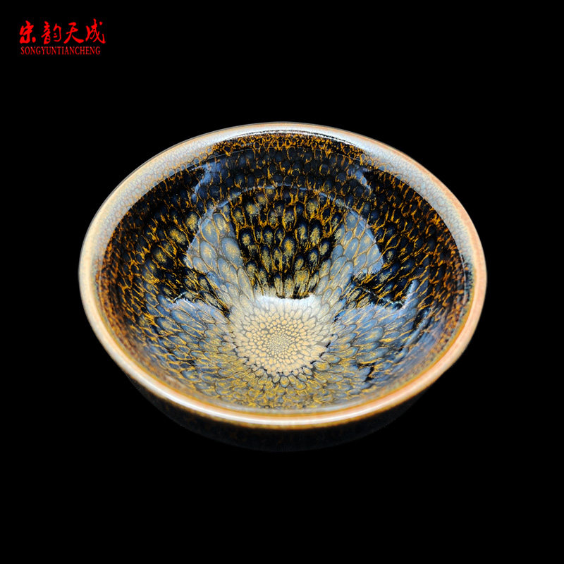 连志华孔雀开屏建盏建阳名师大师鹧鸪主人杯品茗杯茶杯杯子束口盏