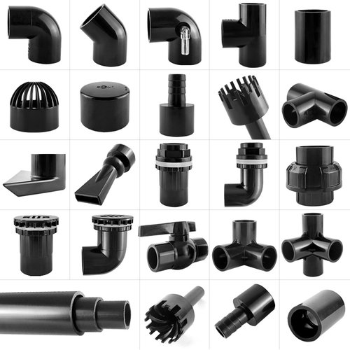 UPVC水管件鱼缸给水管硬管上下水塑料管直通弯头三通出水口黑色