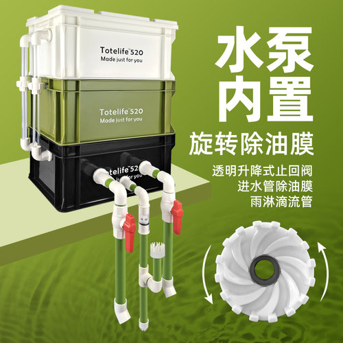 内置水泵鱼缸周转箱过滤器上置除油膜水循环外置金鱼龟缸鱼池过滤