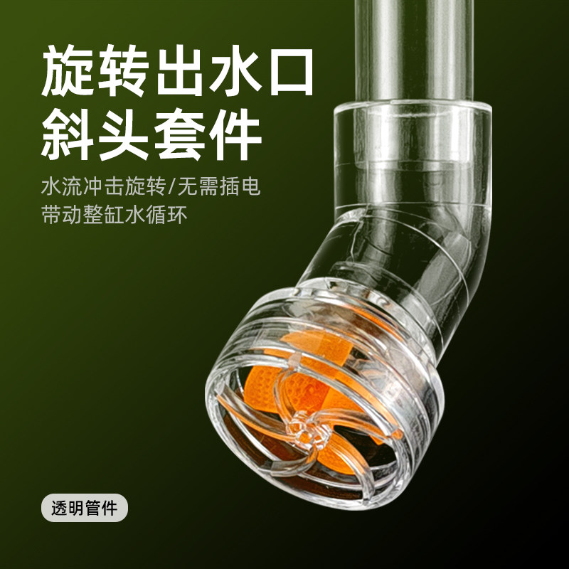 鱼缸旋转出水口溪流缸海水缸侧滤背滤透明造浪风扇亚克力斜头套件