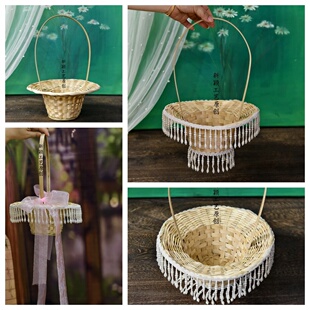 汉服摄影道具花篮古风舞蹈古装拍摄花篮竹编田园春色清新花篮