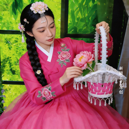 罗敷行道具珍珠吊坠花篮汉服道具篮手提篮子桃李杯比赛演出花篮