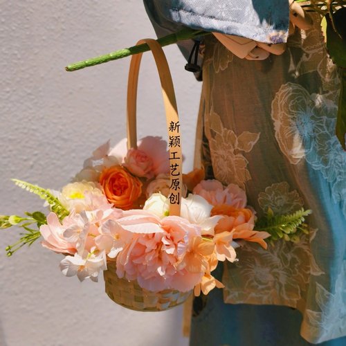 簪花篮悦花朝舞蹈汉服花篮道具摄影古风舞蹈拍摄花篮田园小花篮