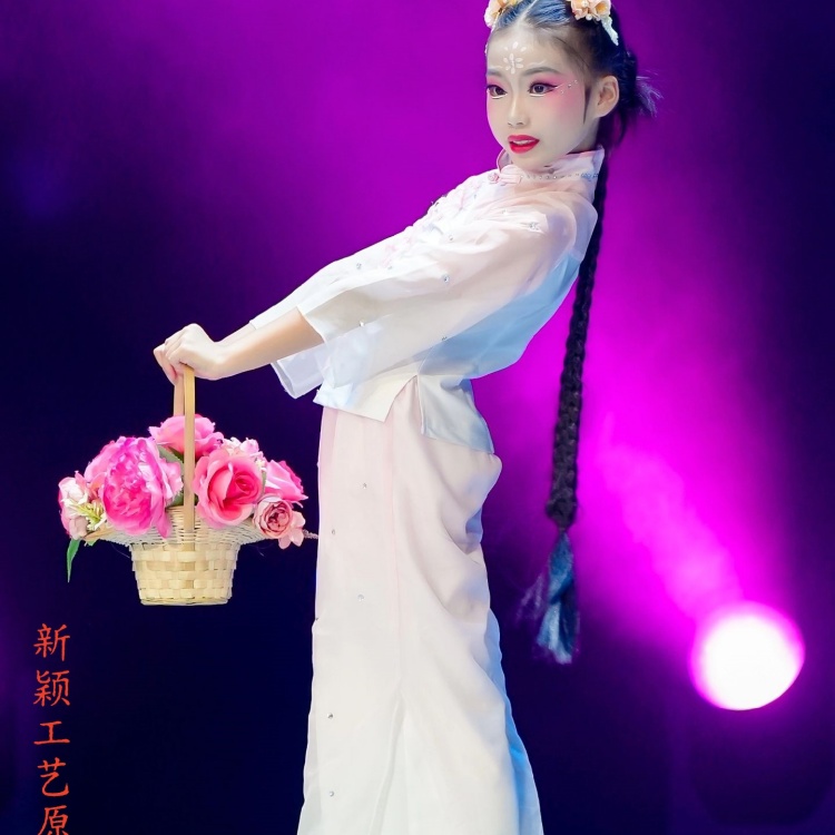 艺术插花舞蹈篮藤编花篮舞蹈道具手提篮唐装花篮子竹编跳舞篮