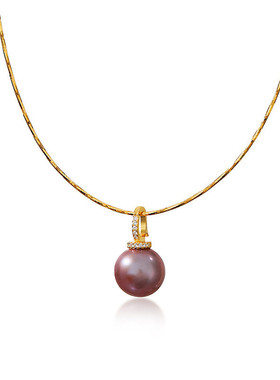 个性淡水珍珠紫珠吊坠锁骨链时尚