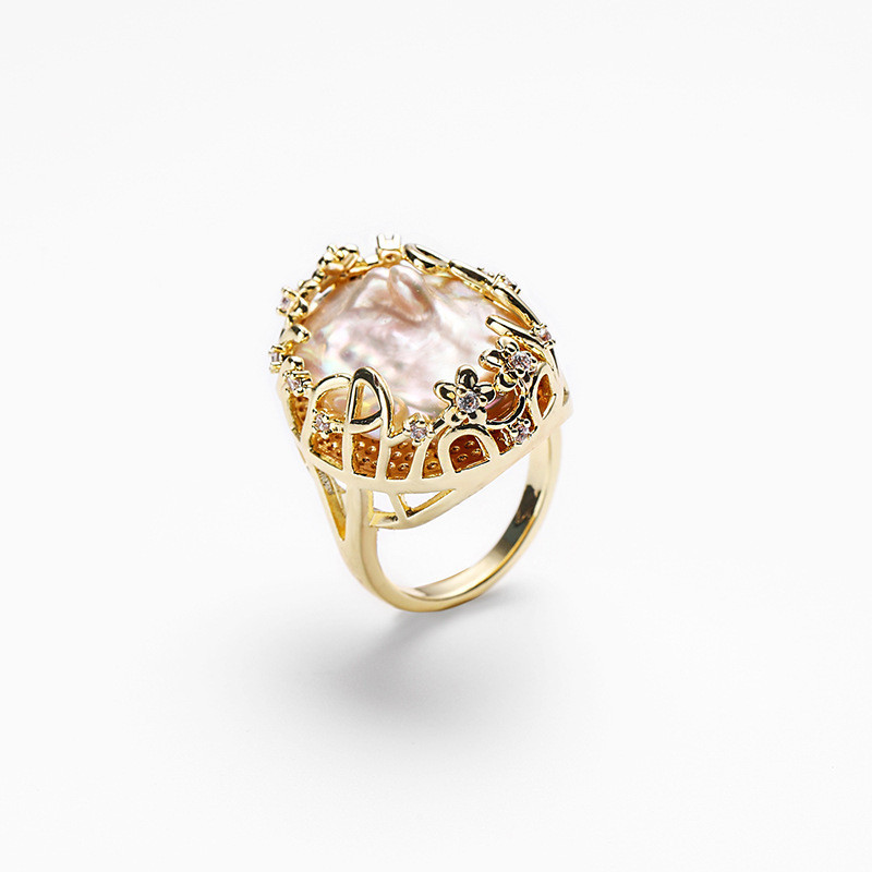 时尚个性巴洛克珍珠戒指女小众气