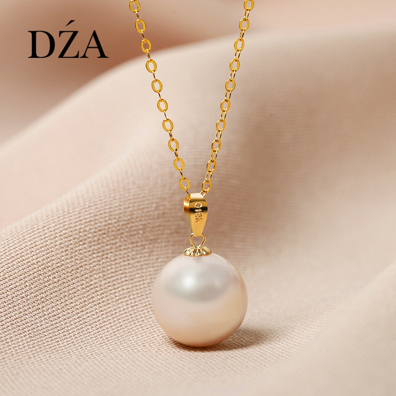 18k金扣头天然淡水珍珠项链气质短款锁骨链衣服配饰简约吊坠