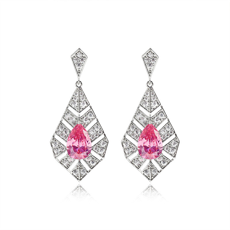 彩宝系列粉水晶个性满天星耳环时