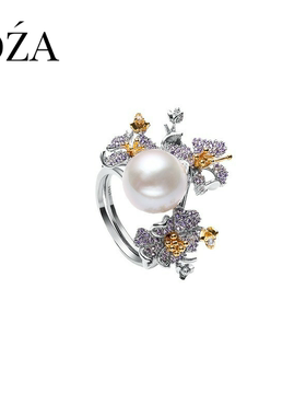 银天然淡水珍珠指环一款多戴戒指女2024年新款时尚轻奢食指戒