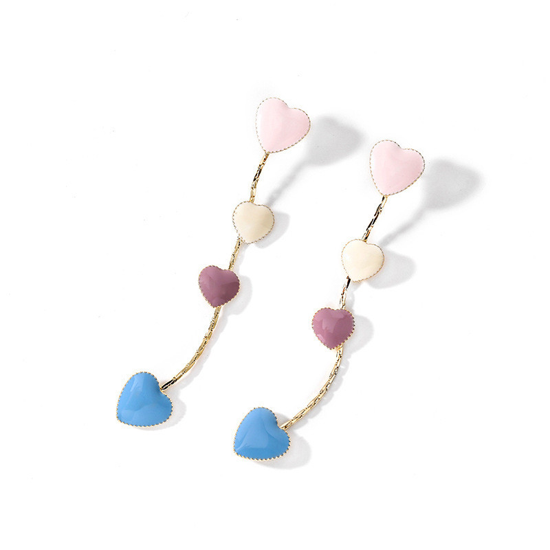 925银针爱心耳坠长款甜美桃心气