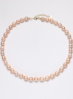 925银简约淡水无核珍珠项链7-8点