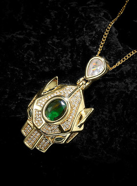 国风复古简约潮流短款项链女绿色