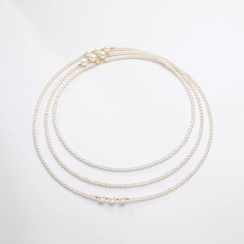 优雅长款淡水珍珠可绕项链多层叠