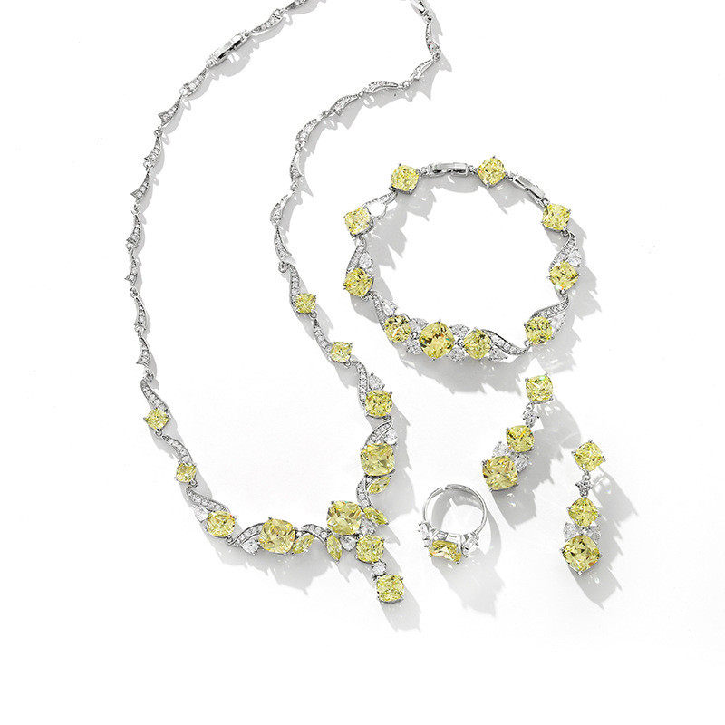 彩宝系列黄色水晶项链耳环戒指手