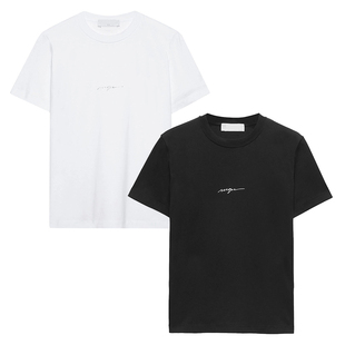 夏季 圆领潮tee t恤女中性直身版 简约字母logo银线刺绣重磅纯棉短袖