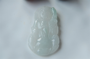 天然A货缅甸翡翠玉吊坠冰糯种观音莲花净瓶平安健康富足慈悲礼物