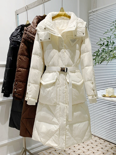 2023新款高级感炸街羽绒服女中长款大翻领带帽子高端欧货洋气冬装