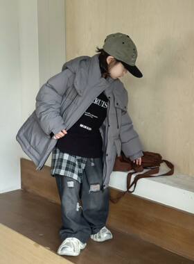 2025年新款新国标90白鸭绒羽绒服男孩中长款加绒加厚羽绒服