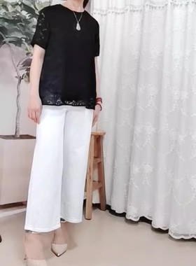 晓晓外贸女 瘦成纸片人饱满高贵丝绒植绒 真丝华贵提花T恤 A1378