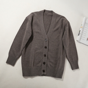 晓晓外贸 通勤休闲女装J003羊毛V领长袖宽松针织开衫毛衣~A4847