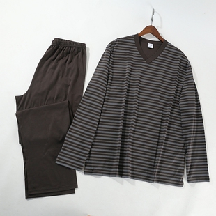 V领分体细腻棉柔软舒适睡衣家居服套装 A4917 外贸男 晓晓