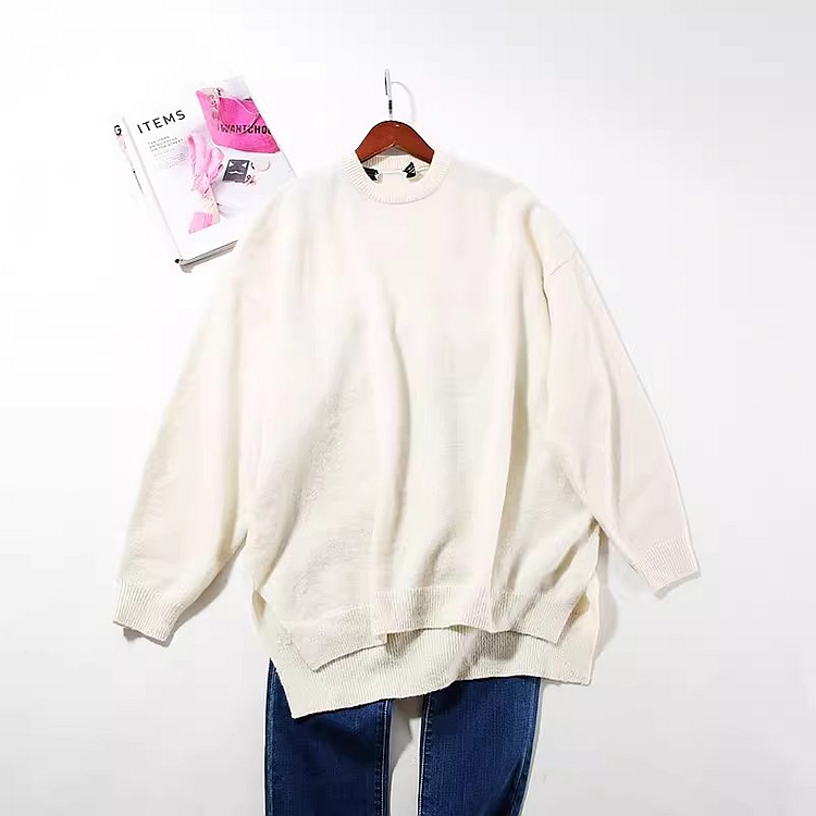 晓 外贸女J003 舒展 日常造型轻松搞掂 轻暧开叉款廓形针织~A1837