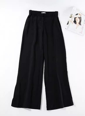 晓晓衣铺欧美风通勤百搭度假风高腰阔腿裤休闲裤透气舒适 ~A4175