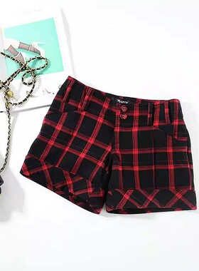 超特价 外贸女装 热情简洁有型 女团 格仔休闲短裤~~A3407