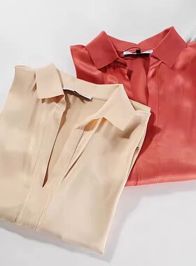 晓 外贸女 J001 高阶段位 干净洋气 六七分袖 V领POLO 衬衫~A3686