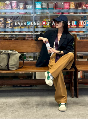 OopsLuLu黑色西装外套女2025早秋新款韩版高级感炸街宽松chic西服