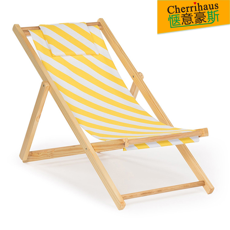 户外折叠椅午休躺椅实木沙滩椅定制午睡椅陪护椅Beach Deck Chair