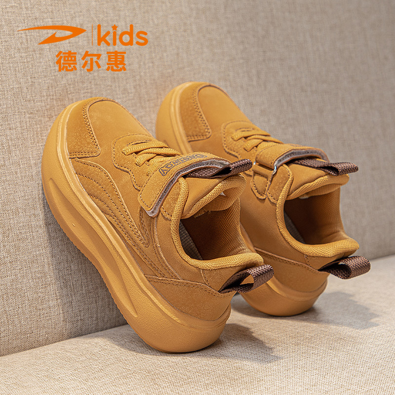 德尔惠童鞋2026春季新款女童运动鞋皮面防水休闲鞋超轻便跑步鞋潮