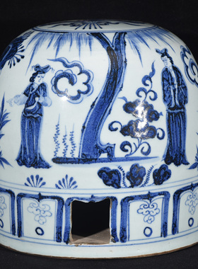 大元至元四年九思款青花一把莲百花亭杂剧故事纹蒙古包