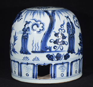 大元至元四年九思款青花一把莲百花亭杂剧故事纹蒙古包