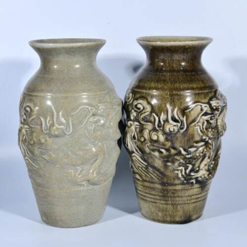 大宋徽宗赵佶订制清凉寺天青色玛瑙釉松柴烧汝窑龙凤呈祥纹来福瓶