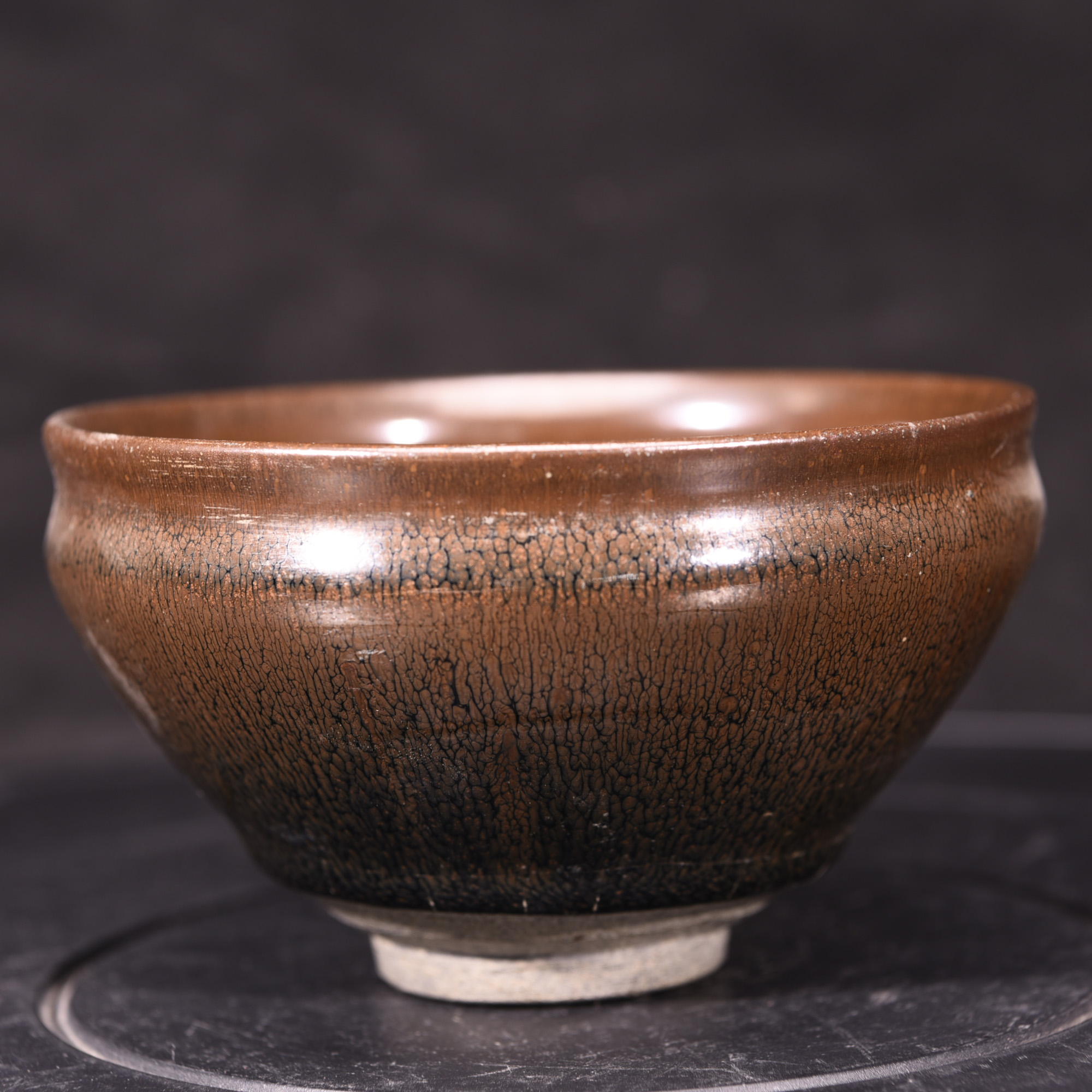 大唐磁州窑天目山道场乌金紫金釉窑变兔毫外销回流茶盏茶杯