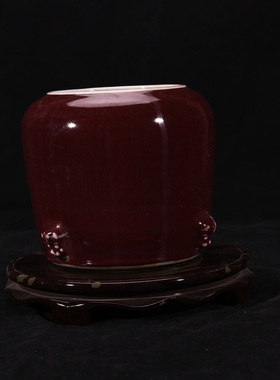 大清光绪年制霁红釉香炉水盂