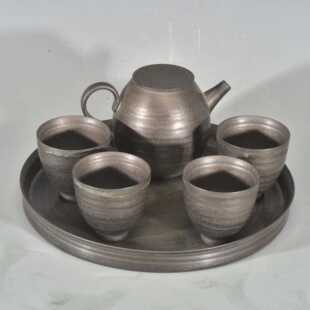 大唐天目山柴烧乌金釉禅意茶具