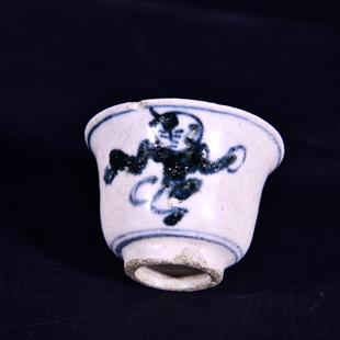 大清雍正辰翰御用粉彩高士图竹林悟棋缸型酒杯茶杯