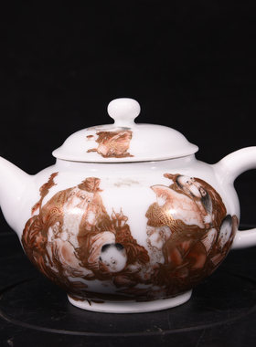 洪宪居仁堂制粉彩描金高士图纹酒壶茶壶