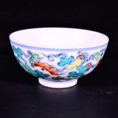 大清雍正年制斗彩缠枝葫芦洪福齐天纹酒杯茶杯