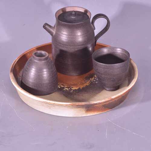 大唐天目山松柴烧制窑变禅意乌金黑釉茶壶茶盘茶具