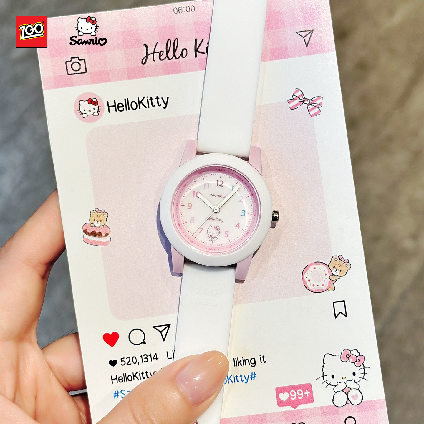 正港hellokitty凯蒂猫联名儿童手表女孩6到12岁学生石英女生礼物